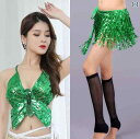 ベリーダンス レッスン着 レディース 練習 ウェア パフォーマンス ステージ 衣装 女性 上下セット トップス セクシー ブラ ヒップスカーフ スパンコール き...