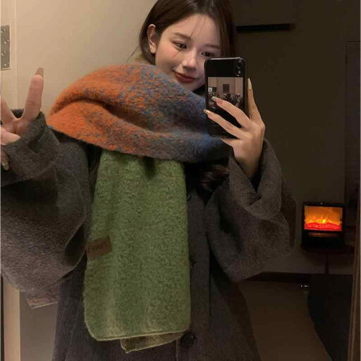 マフラー レディース 冬 カラフル コントラストカラー 韓国 普段使い アウトドア 大判 モヘア 防寒 厚手 暖かい 柔らかい 小顔効果 カジュアル 緑 青 茶 マフラー レディース 冬 カラフル コントラストカラー 韓国 普段使い アウトドア 大判 モヘア 防寒 厚手 暖かい 柔らかい 小顔効果 カジュアル 緑 青 茶