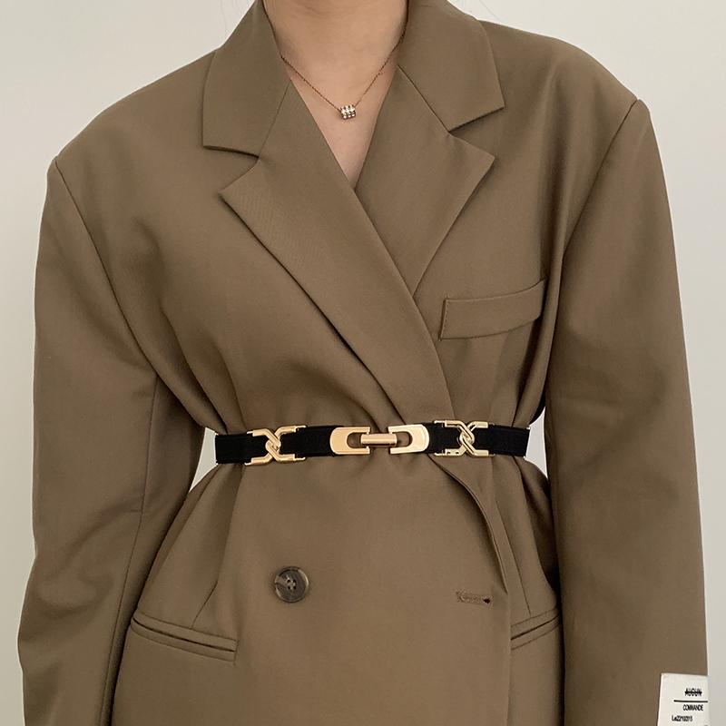 ベルト レディース 細 大人 上品 エレガント 普段使い 外出用 バックル フック 合金 金属 シングルルー..