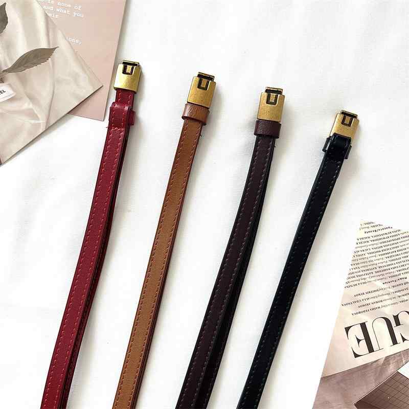 ベルト レディース 細 大人 普段使い 外出用 フック バックル 合金 シングルループ 柔らかい レザー 調..