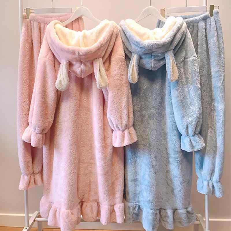 ナイトガウン レディース 暖かい 秋冬 パジャマ 厚手 ゆったり ルームウェア バスローブ 長袖 トップス..