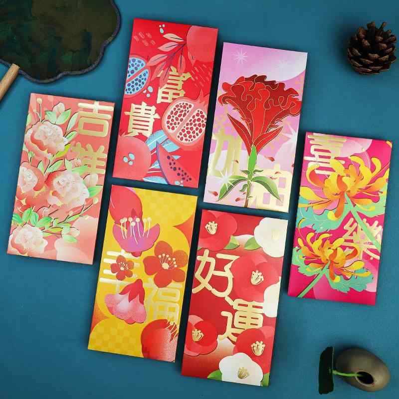 ポチ袋 おしゃれ 中国 チャイナ風 新年 封筒 レトロ シンプル カラフル 花柄 子ども 個性的 結婚式 お祝い お正月 赤 プレゼント 持ち運び 簡単