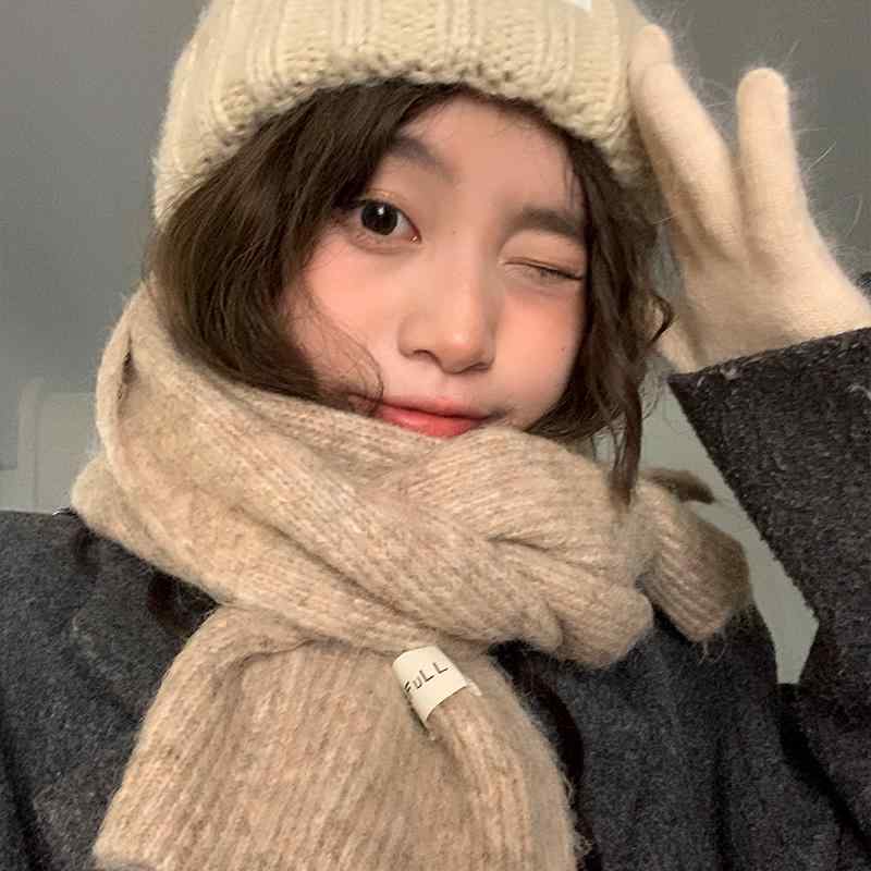 マフラー レディース 女性 冬 ウール シンプル かわいい 女の子 厚手 暖かい 韓国 無地 カジュアル 学生 通勤 通学