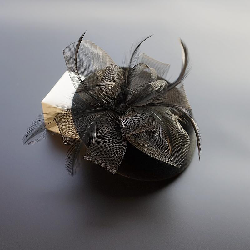 カクテルハット ハット トーク レディース 女性 婦人 アクセサリー パーティー ディナー 社交 レトロ 黒 ピン ヘッドバンド メッシュ リボン エレガント