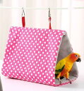 バードテント 文鳥 インコ オウム 保温 暖かい 柔らかい ベッド 三角ハウス 巣 寝床 吊り下げ ハンモック 取り外し可能 洗える ドット 星柄 ピンク 緑 ...