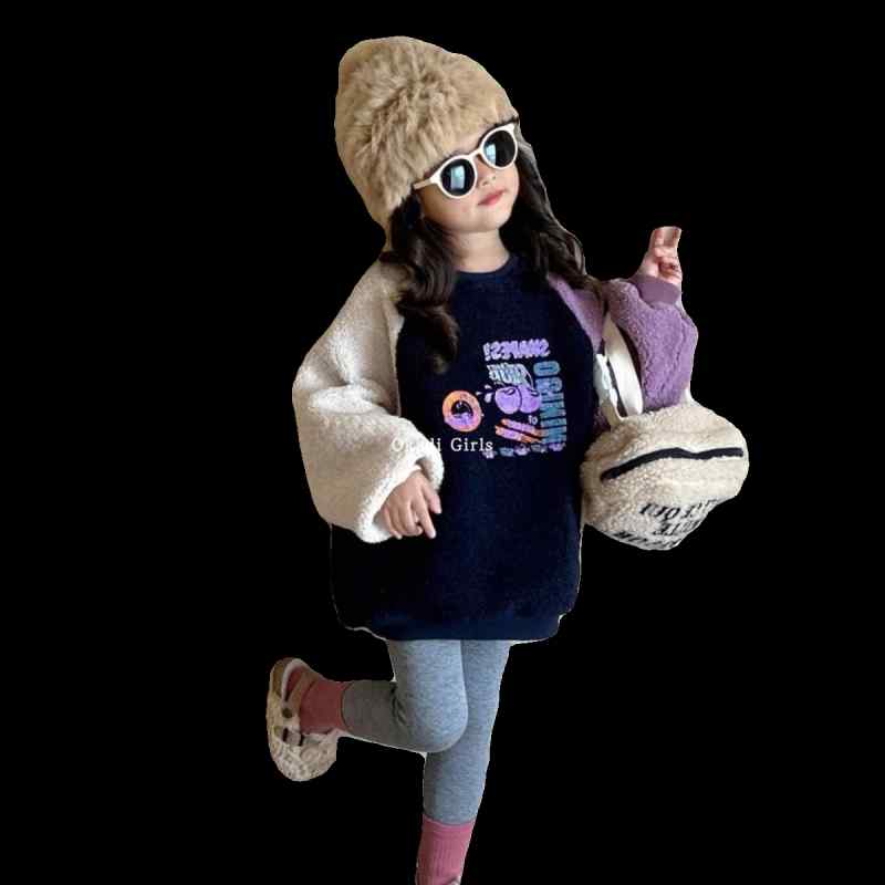 トレーナー 女の子 キッズ 小学生 トップス 長袖 スウェット プルオーバー ラウンドネック ミドル丈 ウ..