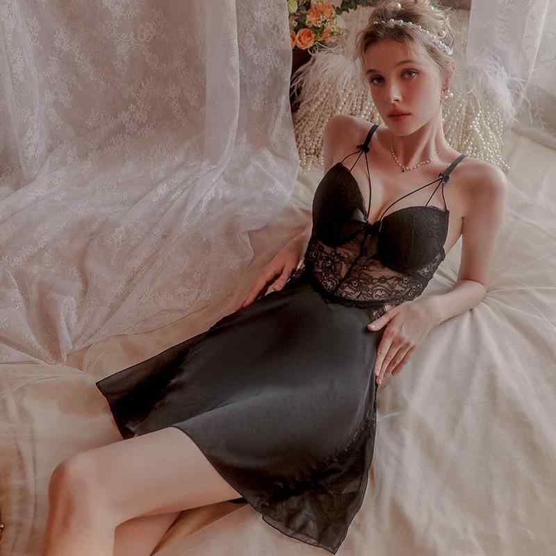 セクシー ネグリジェ 透け ナイト ベビードール ランジェリー 下着 パジャマ 女性 春秋 胸パッド ワイ..