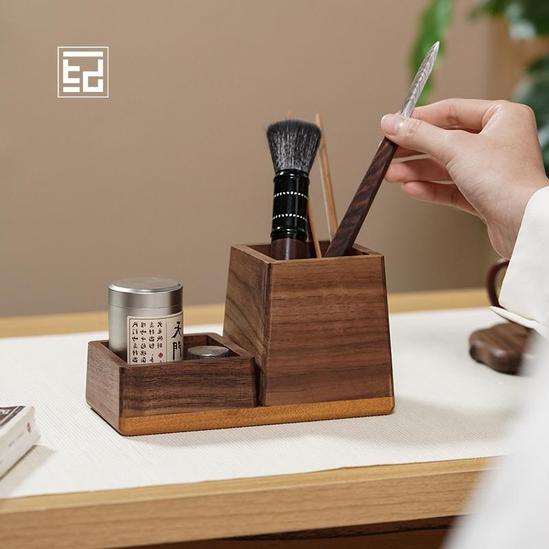 収納 木製ボックス ダーク ウォールナット コントラストカラー 茶室 装飾品 茶道 アクセサリー 無垢材 ..