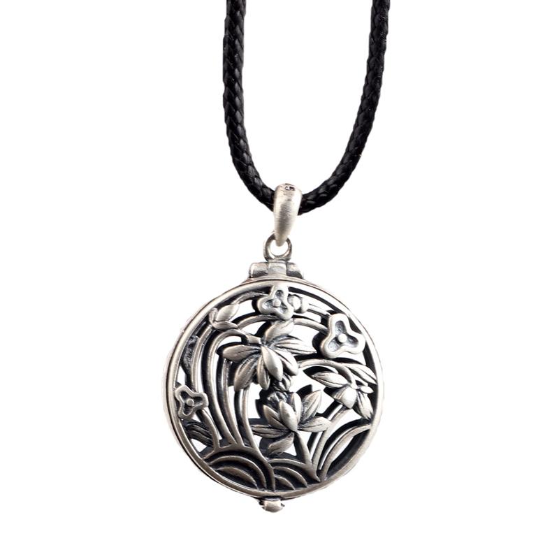 ネックレス おしゃれ レディース 女性 ペンダント ロング 伝統 工芸 925 シルバー 開閉 可能 レトロ 銀..