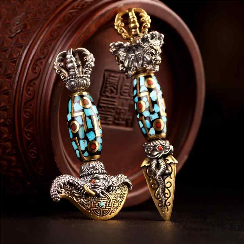 ネックレス おしゃれ メンズ 男性 レディース 女性 ペンダント ロング エスニック ネパール チベット 925 シルバー チタン 鋼 伝統 工芸 マハカラ 金剛 ジービーズ コード チェーン