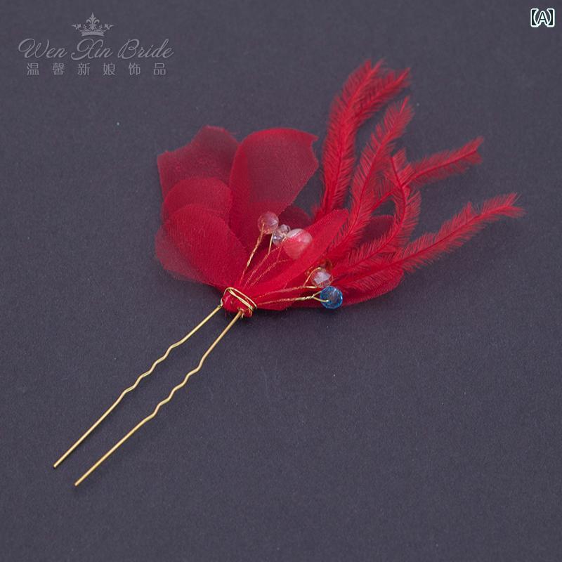 和装 髪飾り 結婚式 ウェディング 花嫁 手作り ヘアピン リボン ビーズ 韓国 パール 白 赤 小さめ 振袖 花 かわいい シンプル レディース 七五三