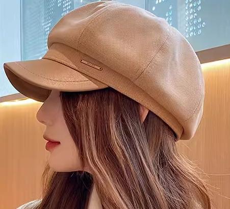 キャスケット 帽子 レディース 春秋冬 つば短 サイズ調節可能 小顔効果 暖かい 蒸れにくい 旅行 普段使..