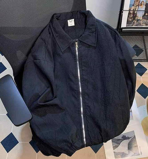 ジャケット メンズ 秋 長袖 ストリート 春 アウター ゆったり 大きいサイズ ジップアップ しわ加工 スタジャン 袖ゴム カジュアル 普段使い レジャー 無地 シンプル 黒 ジャケット メンズ 秋 長袖 ストリート 春 アウター ゆったり 大きいサイズ ジップアップ しわ加工 スタジャン 袖ゴム カジュアル 普段使い レジャー 無地 シンプル 黒