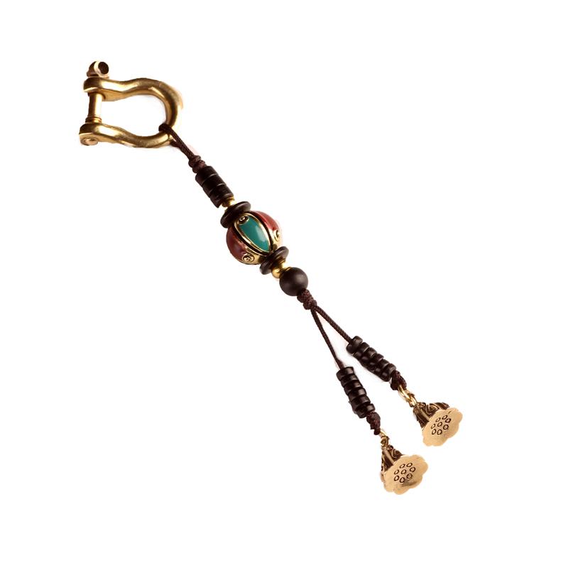 キーホルダー おしゃれ レディース 車 バッグ チャーム ストラップ 真鍮 ココナッツ ビーズ 蓮 U字 リ..