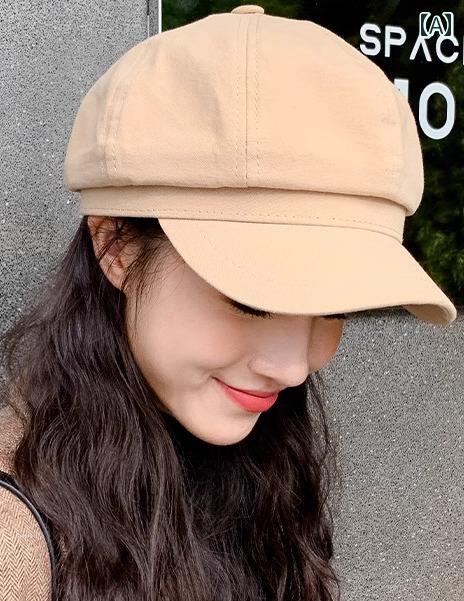 キャスケット 帽子 レディース 春秋冬 つば短 小顔効果 暖かい 防寒 旅行 ウール ショッピング カジュアル シンプル カーキ ベージュ グレー