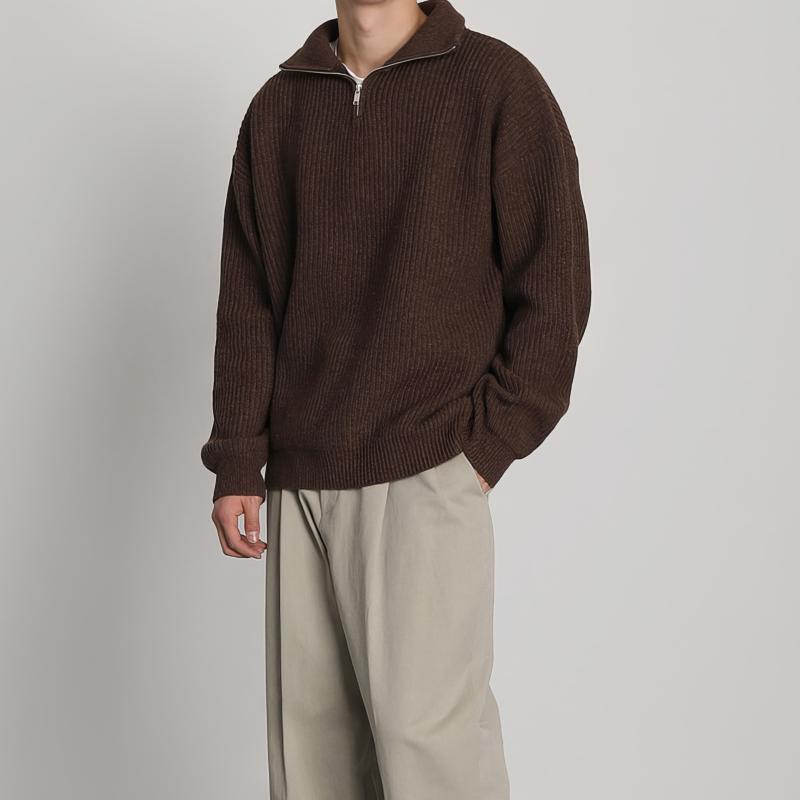 おしゃれ セーター メンズ 男性 紳士 韓国 秋冬 トップス ニット 長袖 ハイネック カジュアル 普段使い ゆったり 茶色 グレー 黒 リブ ..