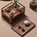中国茶 茶具 茶道 道具 キャビネット ティーテーブル 収納 ボックス ラック 木製 黒胡桃 ウォールナット 無垢材 茶壺 急須 湯呑 茶杯 家庭用 来客 アク...
