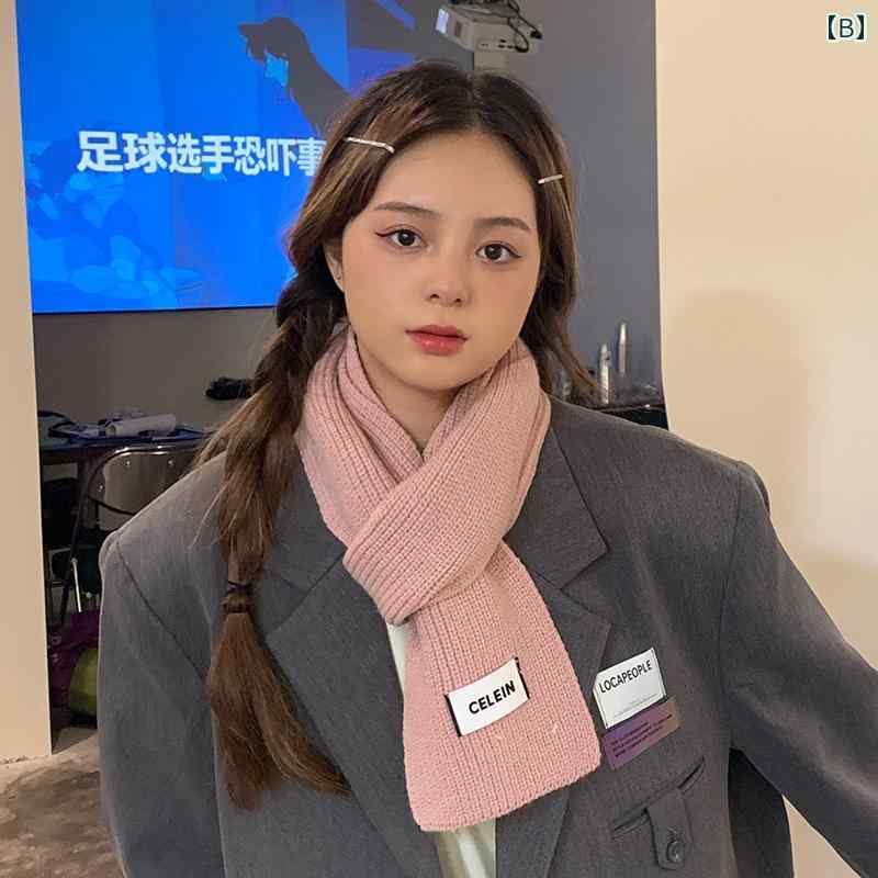 マフラーレディース おしゃれ 女性 婦人 韓国 秋冬 暖かい 保温 ウール カジュアル 通勤 通学 普段使い ベージュ ピンク オレンジ 無地 シンプル リブ 小さめ