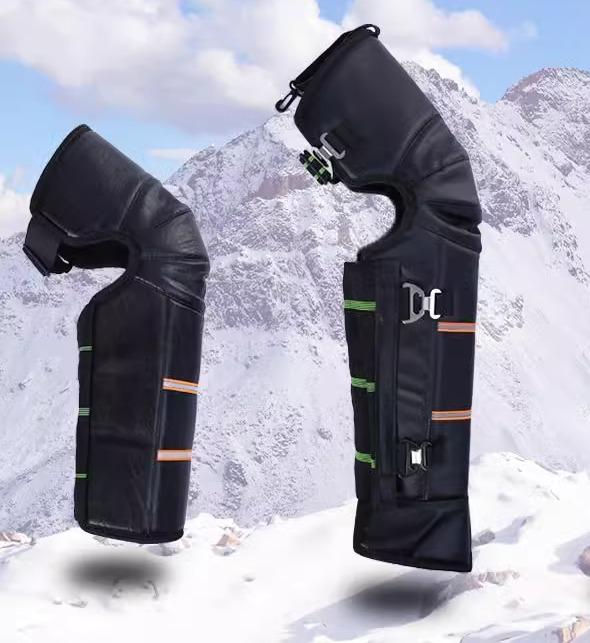 バイク 防寒 レッグカバー 膝 冬 ユニセックス 厚手 プロテクター サポーター 保温 保護 防風 伸縮性 反射材 サイクリング ツーリング シンプル 黒