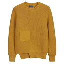 セーター メンズ おしゃれ 秋冬 アシンメトリー クルーネック ニット プルオーバー 長袖 スリムフィット 伸縮性 シンプル カジュアル 普段使い 黄