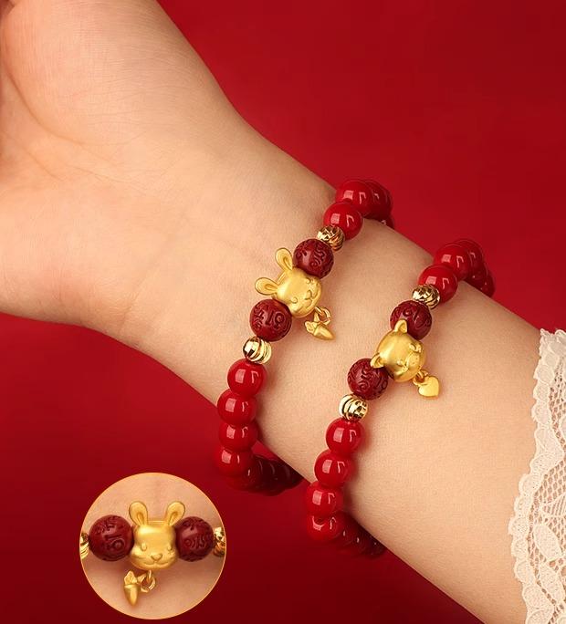 ブレスレット アクセサリー 赤 レディース メンズ カップル お揃い 辰砂 干支 お守り 普段使い エスニ..