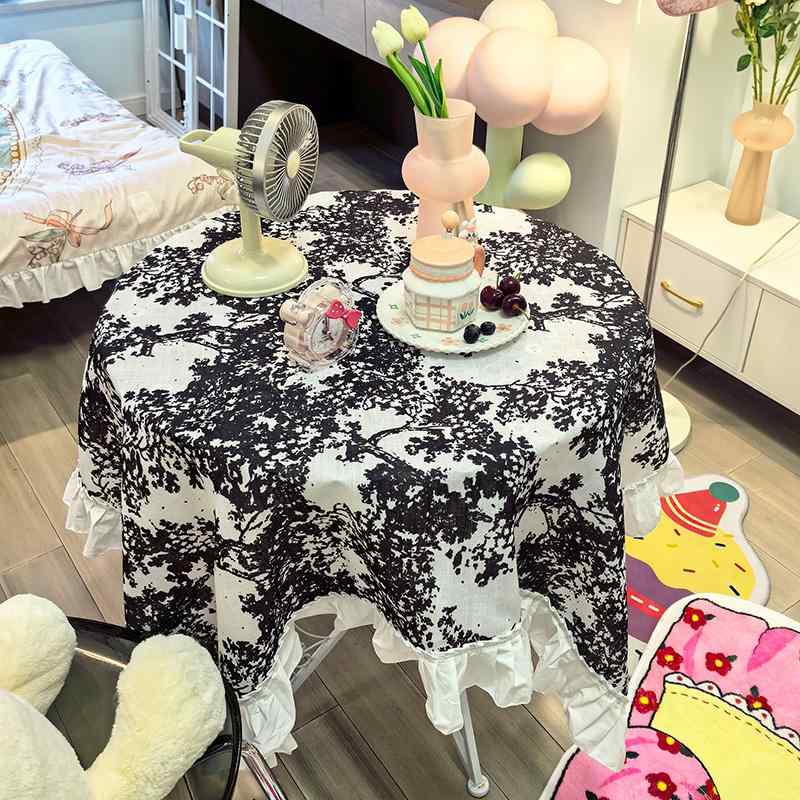 テーブルクロス おしゃれ チャイナ風 ティータイム 白 レース 黒 レストラン 柔らかい 装飾 フリル 森 四角 カフェ リビング カバー キャビネット