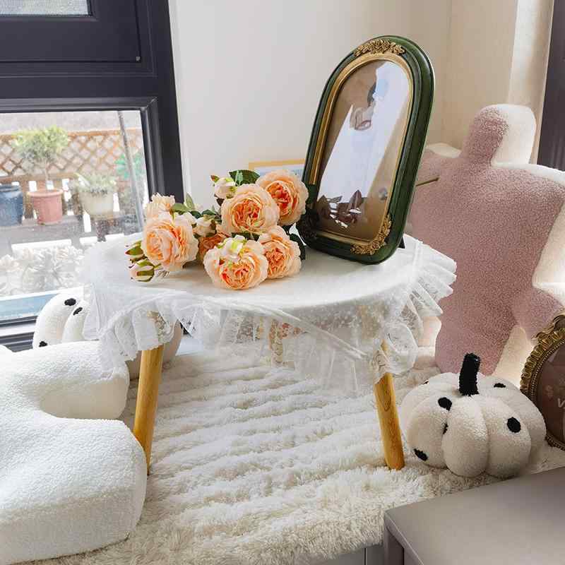 テーブルクロス おしゃれ フレンチ 韓国 アメリカン レース 防塵 カバー 四角 花 リーフ 柄 柔らかい ..