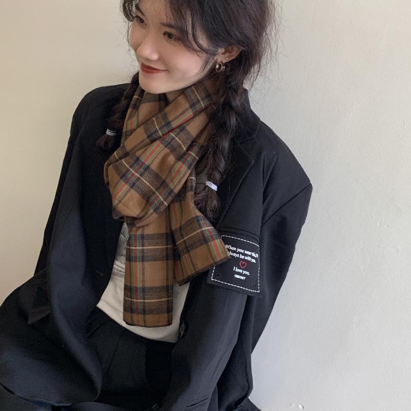 レディース マフラー メンズ 綿 韓国 普段使い 外出用 ロング 大きめ 風よけ 防寒 保温 暖かい 冬 チェ..