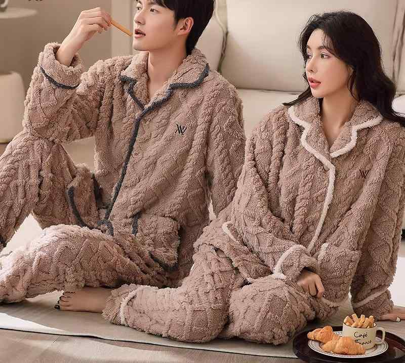 パジャマ レディース 冬 暖かい 上下セット 厚手 フランネル 柔らかい もこもこ フリース メンズ カッ..