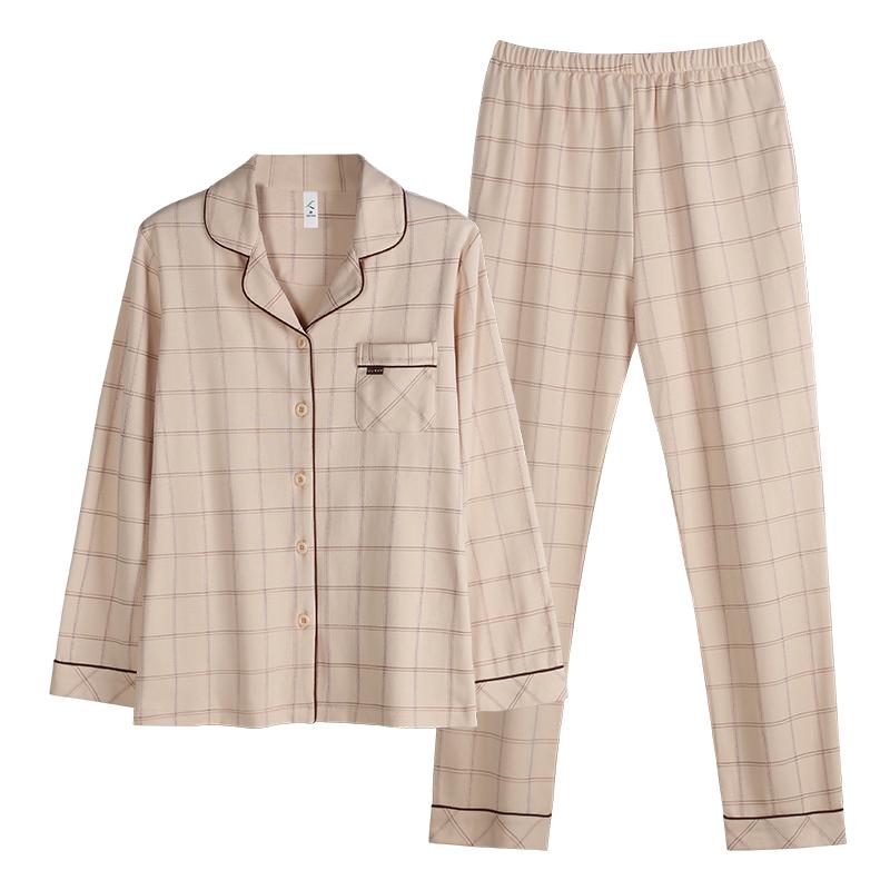 パジャマ 上下セット レディース 春秋 綿 長袖 チェック柄 ルームウェア 前開き ボタン ウエストゴム ..