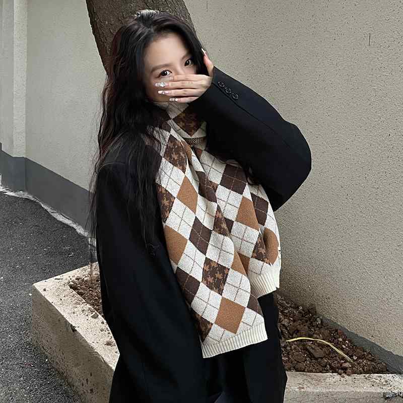 マフラー レディース かわいい 女性 婦人 メンズ 男性 紳士 ティーン 韓国 冬 ウール 暖かい 保温 ショール カジュアル 普段使い 通勤 通学 赤 緑 茶...