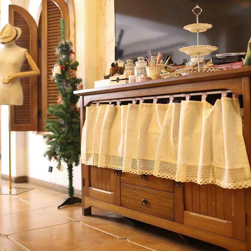 カフェカーテン おしゃれ 綿麻 リネン ドア キャビネット 出窓 食器棚 本棚 レース 編み ポール通し 吊り下げ キッチン 浴室 玄関 目隠し 遮光 間仕切り 背景 インテリア 装飾 のれん 白