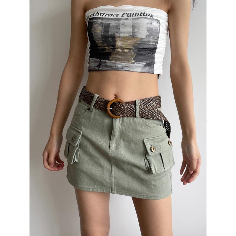 ベルト レディース 太 大人 エスニック ボヘミアン 民族風 草編み 木製 ラウンドバックル 普段使い 外..