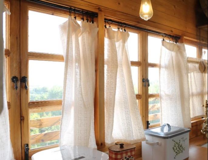 カフェカーテン おしゃれ 吊り下げ 綿 リネン ガーゼ ハーフ レトロ 遮光 目隠し 間仕切り 背景 防塵 ドア 出窓 キャビネット 食器棚 リビング 寝室 玄関 浴室 アメリカン インテリア 装飾 白