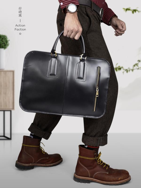 U, 吉 - レザー バッグ ショルダー メンズ 斜め掛け 大人 おしゃれ 革 ハンドバッグ 牛革 レトロ ブリーフケース カジュアル パソコン ファイル