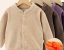 ベビー 冬服 フリース トップス 秋 ウォーム コート 厚手 スタンドカラー ユニセックス 男の子 女の子 ブラウン 紫 ベージュ 暖かい スナップボタン 柔ら...