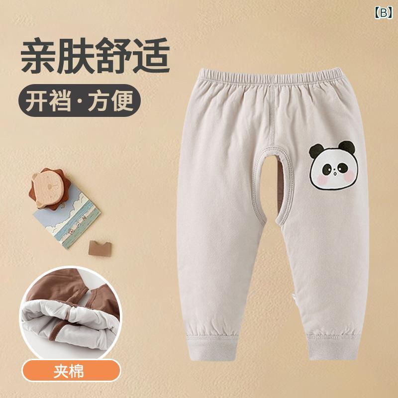 ベビー 冬服 オープンクロッチ パンツ 三層 厚手 秋 幼児 大きめ レギンス クマ ア...