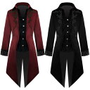 中世 服 コート メンズ 大きいサイズ ゆったり ハロウィン 衣装 コスチューム レトロ ミドル丈 パンク風 スリット シングルブレスト ボタン 刺ಣ...