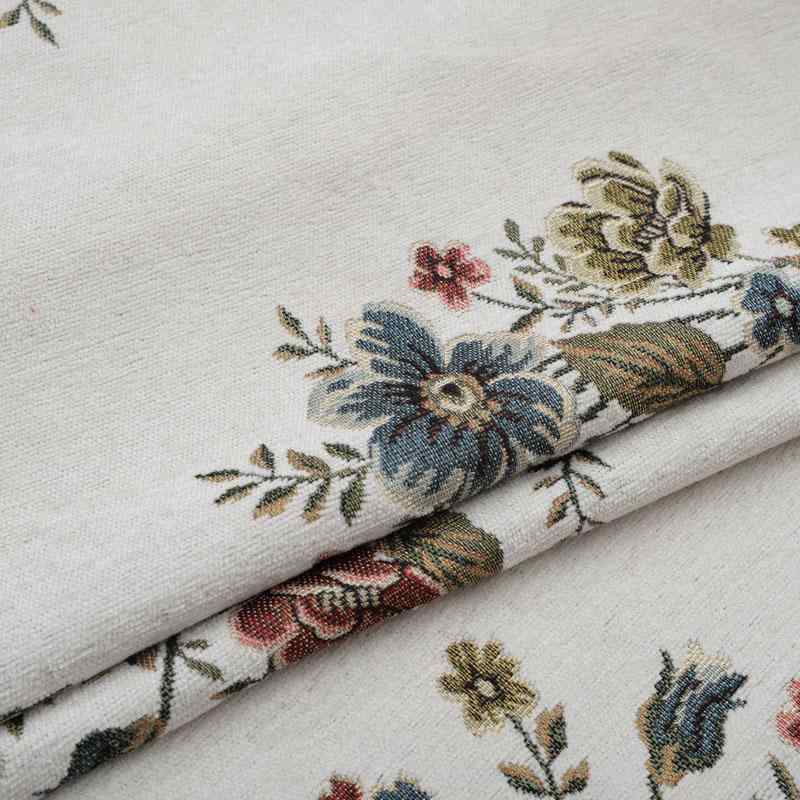 シェニール 生地 ジャカード 手作り DIY 植物 花 テーブルクロス ベッド カバー ソファ クッション 枕 おしゃれ 白 青 グレー 手芸 エスニック 布