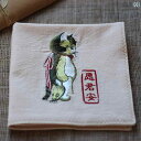 ハンカチ 刺繍 猫 メンズ レディース 綿 吸汗性 誕生日 プレゼント アプリコット インディゴ グレー ワンポイント かわいい ナチュラル スクエア