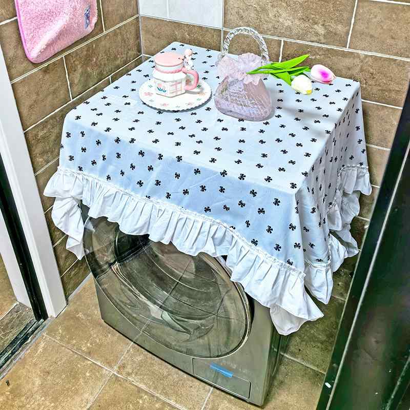 楽天フロントップ楽天市場店キャビネット カバー 布 甘い 洗濯機 パッド 電子レンジ 防塵 プリンター 装飾 テレビ 柔らかい フレンチ 黒 リボン フリル 正方形 インテリア かわいい