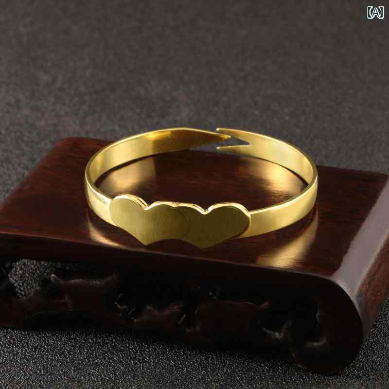 バングル レディース 女性 ブレスレット パンク オープン プレゼント ハート アクセサリー 伝統工芸 レトロ的 アンティーク調 かわいい シンプル
