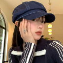 キャスケット レディース 深め おしゃれ 帽子 大人 デニム 柔らかい つば広 天ボタン 調整可能 日よけ 小顔効果 ニュースボーイキャップ 小物 韓国 レジャー 旅行 ショッピング 普段使い シンプル カジュアル スタイリッシュ レトロ 紺