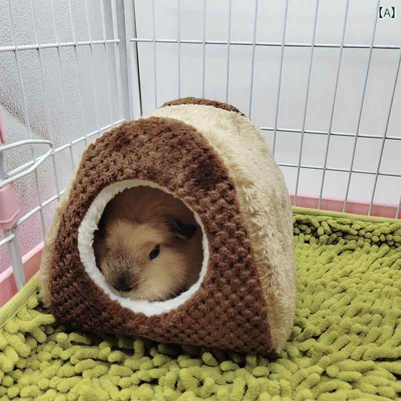 フロントップ楽天市場店のハムスター 布団 小動物 ハウス 寝床 巣 厚手 暖かい 防寒 保温 もこもこ ふわふわ 綿 チェーン ハンモック テント型 セット かわいい｜アングル2