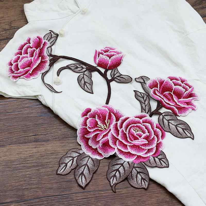 ワッペン 刺繍 花 牡丹 縫い付け 大きいサイズ ハンドメイド 装飾 リメイク 補修 衣類 バッグ チャイナ風 大人 おしゃれ エレガント