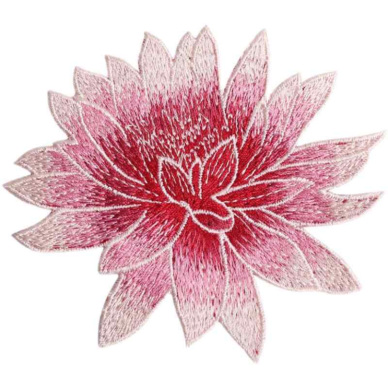 Emblems, Appliques - ワッペン 刺繍 花 蓮 縫い付け ハンドメイド 装飾 リメイク 補修 衣類 バッグ チャイナ風 大人 おしゃれ エレガント グラデーション