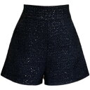 ツイード パンツ ショート レディース かわいい 秋冬 大きいサイズ 女性用 ハイウエスト ワイドレッグ カジュアル 無地 シンプル ポケット 普段使い レジャー お出かけ 黒