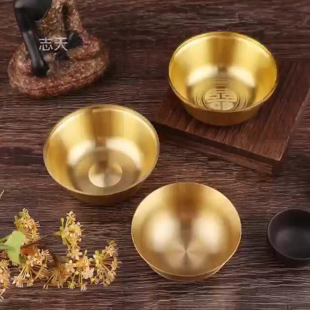 お椀 真鍮 銅 アンティーク調 光沢 器 給水ボウル 灰皿 仏具用 財運 装飾品 飾り コレクション インテリア 家庭用 ゴールド おしゃれ
