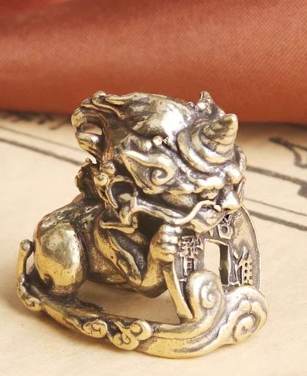 China Ornaments - 真鍮 置物 アンティーク調 工芸品 彫刻 コレクション インテリア オーナメント オブジェ 装飾 飾り 小さめ 卓上 ユニコーン 玩具 デスク トップ 銅 ブロンズ