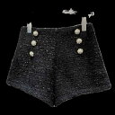 ツイード パンツ ショート レディース かわいい 秋冬 女性 ラインストーン ダブルブレスト ジップアップ ボタン 装飾 裏地 カジュアル 普段使い レジャー お出かけ 黒 白